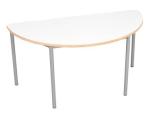 MILA Tisch 6 HPL, halbrund, Diagonale 140 cm, Tischhöhe 76 cm - HPL weiss